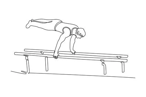 Man athlete doing handstand on parallel bars Stock Illustration