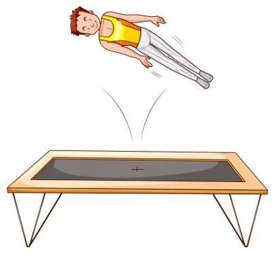 Man athlete jumping on trampoline Stock Illustration