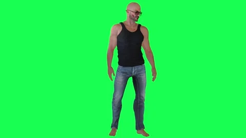 Man with athletic body on green screen wearing sunglasses and black sunglasses a 動画素材 246416552