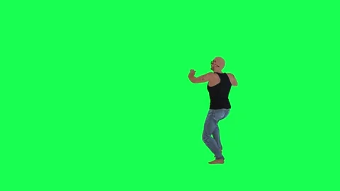 Man with athletic body in green screen wearing sunglasses and black swing and bl Stock Footage 246419160
