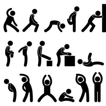 Man Athletic Exercise Stretching Symbol Pictogram Icon Stock Illustration