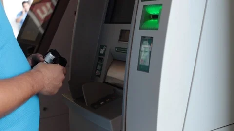 The man at the ATM Stock Footage 113512710