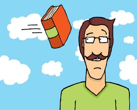 Man attacked with a book Stock Illustration