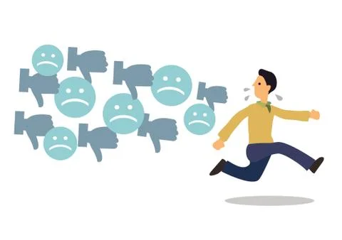 Man attacks by dislike and thumb down. Cyber bulling concept with negative re Stock Illustration