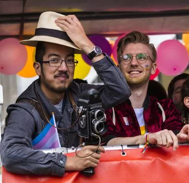A man attending the CSD in Munich Stock-Fotos
