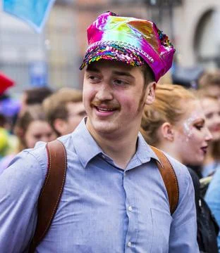 A man attending the CSD in Munich Stock-Fotos