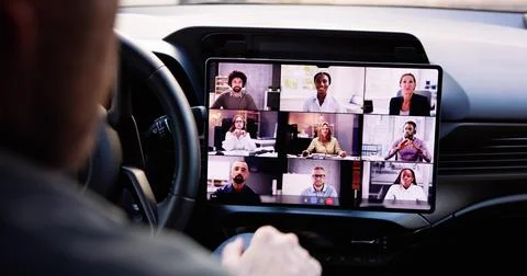 Man Attending Online Conference On Elearning Solutions And Networking. Stock Photos