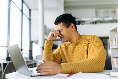 Man attractive hispanic laptop work online business Stock Photos