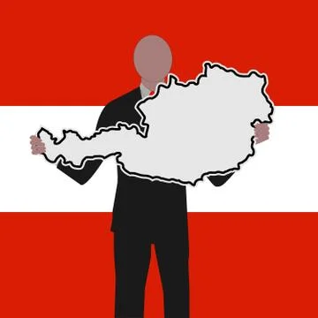 Man with austria map sign with flag Stock Illustration