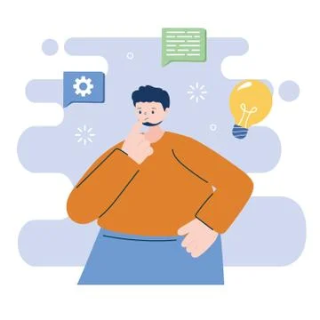 Man avatar with bubbles and light bulb vector design 스톡 일러스트