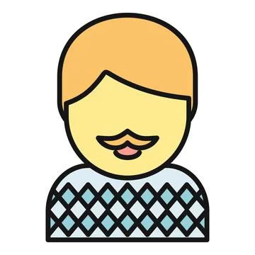 Man avatar with mustache wearing patterned sweater Stock Illustration