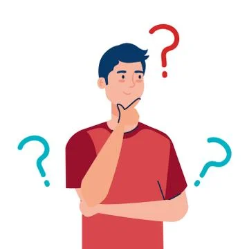 Man avatar thinking with question marks vector design Illustrazione stock