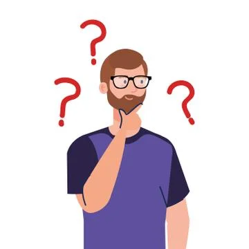 Man avatar thinking with question marks vector design Illustrazione stock