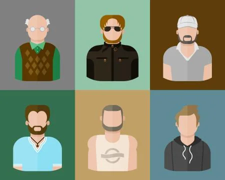 Man avatars in a flat style Stock Illustration