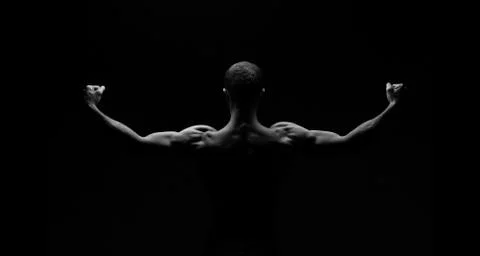 Man from back on black background Foto stock