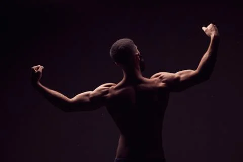 Man from back on black background Foto stock