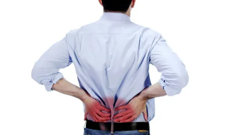 Man with back pain on white background Vídeos de archivo 32959069