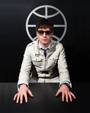 Man on a background earth. Stock Photos