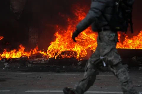 The man on background fire Stock Photos