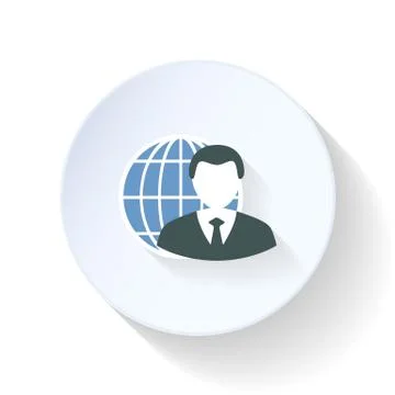 The man on the background of the globe flat icon Stock Illustration