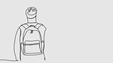 Man with backpack. One line drawing animation with alpha channel. Stock Footage 268058191
