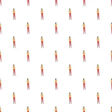 Man with backpack repeating pattern on white background Stock Illustration