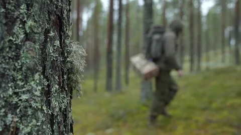 Man with a backpack is walking Stock Footage 299032958