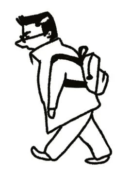 Man with backpack walking isolated on white Stock Illustration