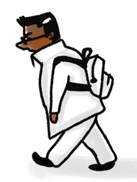 Man with backpack walking isolated on white Stock Illustration