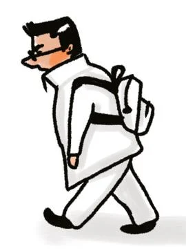 Man with backpack walking isolated on white Stock Illustration