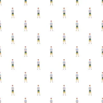 Man backpacking seamless pattern creating travel background Stock Illustration