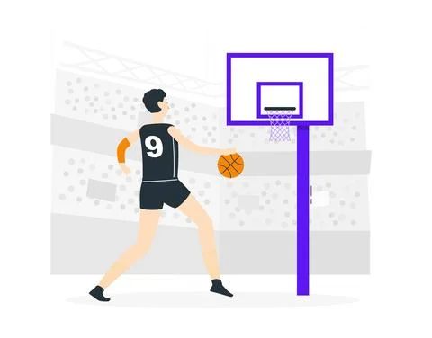 A man in the backyard plays basketball Ilustração Stock