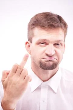 Man badly gesturing Stock Photos