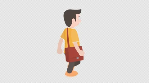 Man with a bag. Animation of a guy walking. Cartoon Stock Footage 221965830