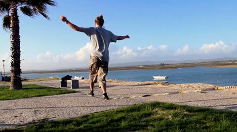 Man balancing and jumping, slackline Video stock 22862259