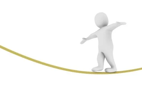 Man balancing on the rope Stock Illustration