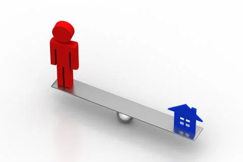 Man  balancing with small home Free Stock Illustration