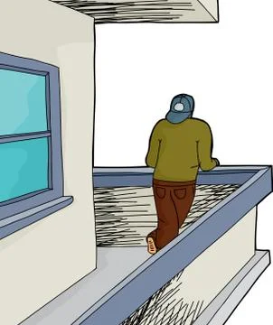Man on balcony over white Stock Illustration