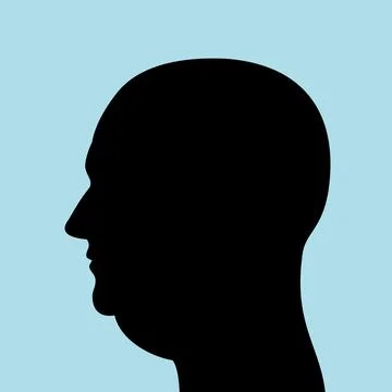 Man with bald head and double chin and submental fat - ugly and unhealthy app Stock Illustration