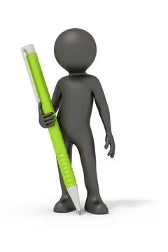 Man with a ball pen An image of a rendered black man with a ball pen Copyr... Stock Photos