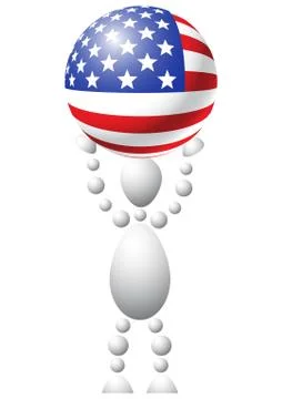 Man with ball as us flag Stock Illustration