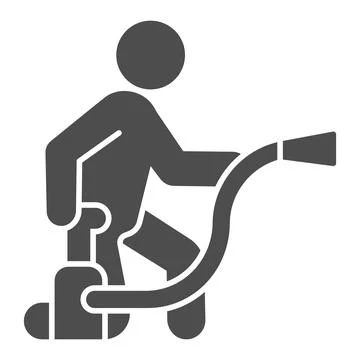Man with a balloon of poison for insects solid icon, pest control concept Illustrazione stock