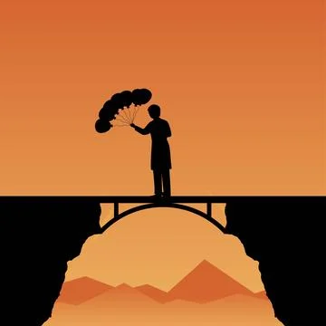 Man with balloons Stock Illustration