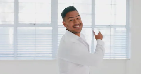 Man, ballroom or salsa dancer in studio performance, dance class or routine Stock Footage 224283718