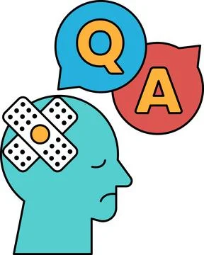 A man with a bandaged head and a question mark above his head Ilustração Stock