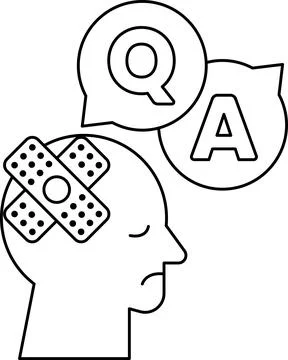 A man with a bandaged head and a question mark above his head Ilustração Stock