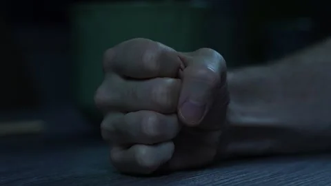 Man Bangs Clenched Fist On Table In Anger Stock Footage 281204077