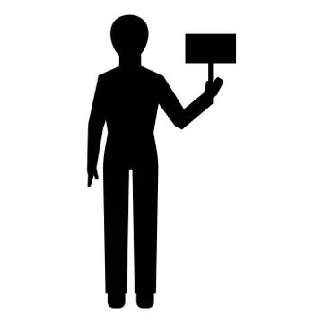 Man with banner icon, simple style Stock Illustration