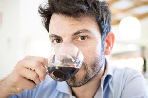 Man at the bar drinking coffee Stock Photos