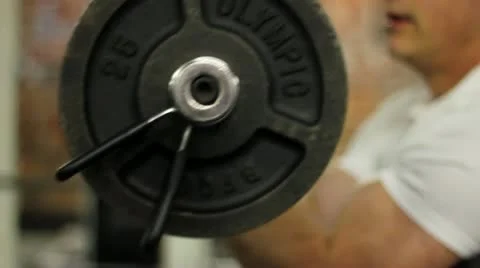 Man Barbell Curl Stock Footage 10853763